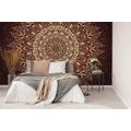 SELF ADHESIVE WALLPAPER GOLDEN MANDALA ON A BURGUNDY BACKGROUND - SELF-ADHESIVE WALLPAPERS - WALLPAPERS