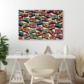WANDBILD BUNTE RETRO-KASSETTEN - MUSIKBILDER - BILDER