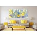 5-PIECE CANVAS PRINT WATERCOLOR YELLOW TULIPS - PICTURES FLOWERS - PICTURES