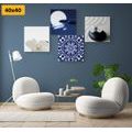 CANVAS PRINT SET FENG SHUI IN WHITE-BLUE DESIGN - SET OF PICTURES - PICTURES