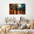 WANDBILD KLEINE HEXE IN DER HERBSTNACHT - HALLOWEEN- UND HORROR-BILDER - BILDER