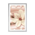 POSTER WITH MOUNT LUXURIOUS MAGNOLIA WITH PEARLS - FLOWERS - POSTERS