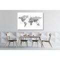 DECORATIVE PINBOARD WORLD MAP IN BLACK AND WHITE - PICTURES ON CORK - PICTURES