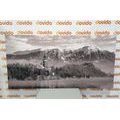 TABLEAU SUR TOILE – ÉGLISE AU LAC BLED EN SLOVÉNIE EN NOIR ET BLANC - TABLEAUX EN NOIR ET BLANC - TABLEAUX