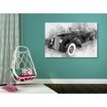 CANVAS PRINT HISTORIC RETRO CAR IN BLACK AND WHITE - BLACK AND WHITE PICTURES - PICTURES