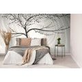 SELF ADHESIVE WALLPAPER MODERN BLACK AND WHITE TREE ON AN ABSTRACT BACKGROUND - SELF-ADHESIVE WALLPAPERS - WALLPAPERS