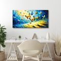QUADRO SU TELA – CREPUSCOLO BLU E GIALLO DI FARFALLE - QADRI DI FARFALLE - STAMPE E QUADRI
