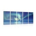 5-PIECE CANVAS PRINT NORTHERN LIGHTS OVER THE OCEAN - PICTURES OF SPACE AND STARS - PICTURES