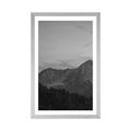 POSTER WITH MOUNT MOUNTAINS IN BLACK AND WHITE - BLACK AND WHITE - POSTERS