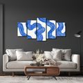 TABLEAU EN 5 PARTIES – LIGNES ONDULÉES BLEUES - IMAGES FORMES ABSTRAITES - TABLEAUX