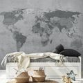 TAPETE WELTKARTE IN GRAU - WELTKARTEN-TAPETEN - TAPETEN