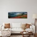 WANDBILD LANDSCHAFT MIT NEBLIGEM TAL - WANDBILDER FELDER UND WIESEN - BILDER