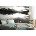 WALL MURAL BLACK AND WHITE MOUNTAIN LAKE - BLACK AND WHITE WALLPAPERS - WALLPAPERS