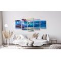 IMPRESSION SUR TOILE EN 5 PARTIES VAGUES MARINES SUR LA CÔTE - IMPRESSION SUR TOILE DE NATURE ET PAYSAGE - IMPRESSION SUR TOILE