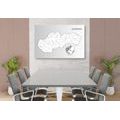 DECORATIVE PINBOARD BLACK AND WHITE MAP OF THE SLOVAK REPUBLIC - PICTURES ON CORK - PICTURES