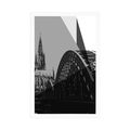 POSTER ILLUSTRATION OF THE CITY OF COLOGNE IN BLACK AND WHITE - BLACK AND WHITE - POSTERS