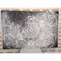 QUADRO DI MANDALA INDIANO CON GALASSIA SULLO SFONDO IN BIANCO E NERO - QUADRI BIANCO E NERO - QUADRI