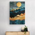 CANVAS PRINT ABSTRACT BLUE-GOLD NATURE - PICTURES MOUNTAINS - PICTURES