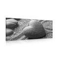 CANVAS PRINT ZEN STONE IN THE SHAPE OF A HEART IN BLACK AND WHITE - BLACK AND WHITE PICTURES - PICTURES