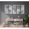 5-PIECE CANVAS PRINT OLD WORLD MAP WITH A COMPASS IN BLACK AND WHITE - PICTURES OF MAPS - PICTURES