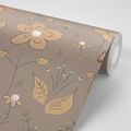 SELF ADHESIVE WALLPAPER MEADOW FLOWERS IN BROWN DESIGN - SELF-ADHESIVE WALLPAPERS - WALLPAPERS