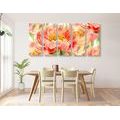 5-PIECE CANVAS PRINT RED PEONIES - PICTURES FLOWERS - PICTURES