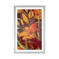 AFFICHE AVEC MONTURE FLEUR DE LYS ORANGE - FLEURS - AFFICHES