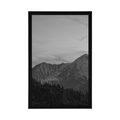 POSTER SUNSET ON THE MOUNTAINS IN BLACK AND WHITE - BLACK AND WHITE - POSTERS