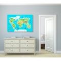 CANVAS PRINT GEOGRAPHICAL MAP OF THE WORLD FOR CHILDREN - CHILDRENS PICTURES - PICTURES