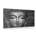 CANVAS PRINT BUDDHA FACE IN BLACK AND WHITE - BLACK AND WHITE PICTURES - PICTURES