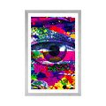 POSTER MIT PASSEPARTOUT MENSCHLICHES AUGE IM POP-ART-STIL - POP-ART - POSTER