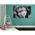 CANVAS PRINT ORIGINAL PAINTING OF A WOMAN IN BLACK AND WHITE - BLACK AND WHITE PICTURES - PICTURES