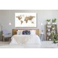 CANVAS PRINT BEAUTIFUL VINTAGE MAP OF THE WORLD WITH A WHITE BACKGROUND - PICTURES OF MAPS - PICTURES