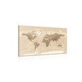 CANVAS PRINT WORLD MAP IN VINTAGE DESIGN - PICTURES OF MAPS - PICTURES