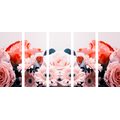 5-PIECE CANVAS PRINT FLORAL COMPOSITION WITH A ROMANTIC TOUCH - PICTURES FLOWERS{% if product.category.pathNames[0] != product.category.name %} - PICTURES{% endif %}