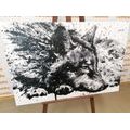 WANDBILD WOLF IN AQUARELL IN SCHWARZ-WEISS - BILDER TIERE - BILDER