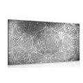 CANVAS PRINT INDIAN MANDALA WITH A GALACTIC BACKGROUND IN BLACK AND WHITE - BLACK AND WHITE PICTURES - PICTURES