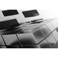 CANVAS PRINT STRATEGIC CUBE IN BLACK AND WHITE - BLACK AND WHITE PICTURES - PICTURES