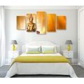 5-PIECE CANVAS PRINT BUDDHA STATUE ON A LOTUS FLOWER - PICTURES FENG SHUI - PICTURES