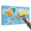 OBRAZ NA KORKU FAREBNÁ MAPA SVETA - OBRAZY NA KORKU - OBRAZY