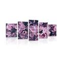 TABLEAU EN 5 PARTIES – FLEURS VIOLETTES DE LILAS - TABLEAUX DE FLEURS - TABLEAUX