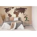 PAPIER PEINT – CARTE DU MONDE EN NUANCES DE BRUN - PAPIERS PEINTS CARTES - PAPIERS PEINTS PANORAMIQUES
