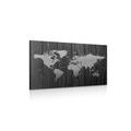 CANVAS PRINT MAP ON WOOD IN BLACK AND WHITE - PICTURES OF MAPS - PICTURES