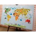 QUADRO MAPPAMONDO PER BAMBINI CON ANIMALI - QUADRI PER BAMBINI - QUADRI