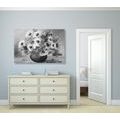 CANVAS PRINT OIL PAINTING OF SUMMER FLOWERS IN BLACK AND WHITE - BLACK AND WHITE PICTURES - PICTURES