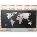 CANVAS PRINT MAP OF THE WORLD IN SHADES OF GREY - PICTURES OF MAPS - PICTURES