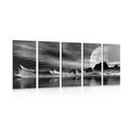 5-PIECE CANVAS PRINT FUTURISTIC PLANET IN BLACK AND WHITE - BLACK AND WHITE PICTURES - PICTURES