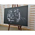 CANVAS PRINT TIGER IN BLACK AND WHITE - BLACK AND WHITE PICTURES - PICTURES