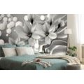 PAPIER PEINT – MAGNOLIA NOIR ET BLANC SUR FOND ABSTRAIT - PAPIERS PEINTS - 🔥 VENTE TOTALE 🔥