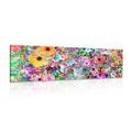 TABLEAU SUR TOILE – FLEURS EN VERSION MULTICOLORE - PEINTURES ABSTRAITES - TABLEAUX